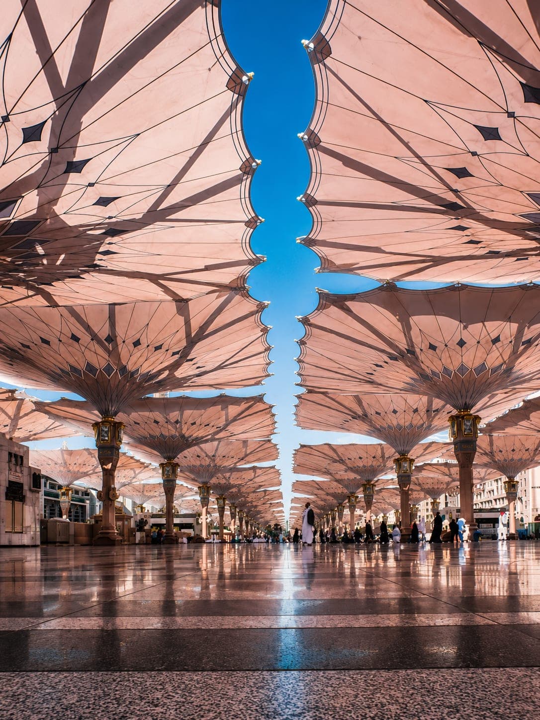 Courtyard canopies at Masjid an-Nabawi